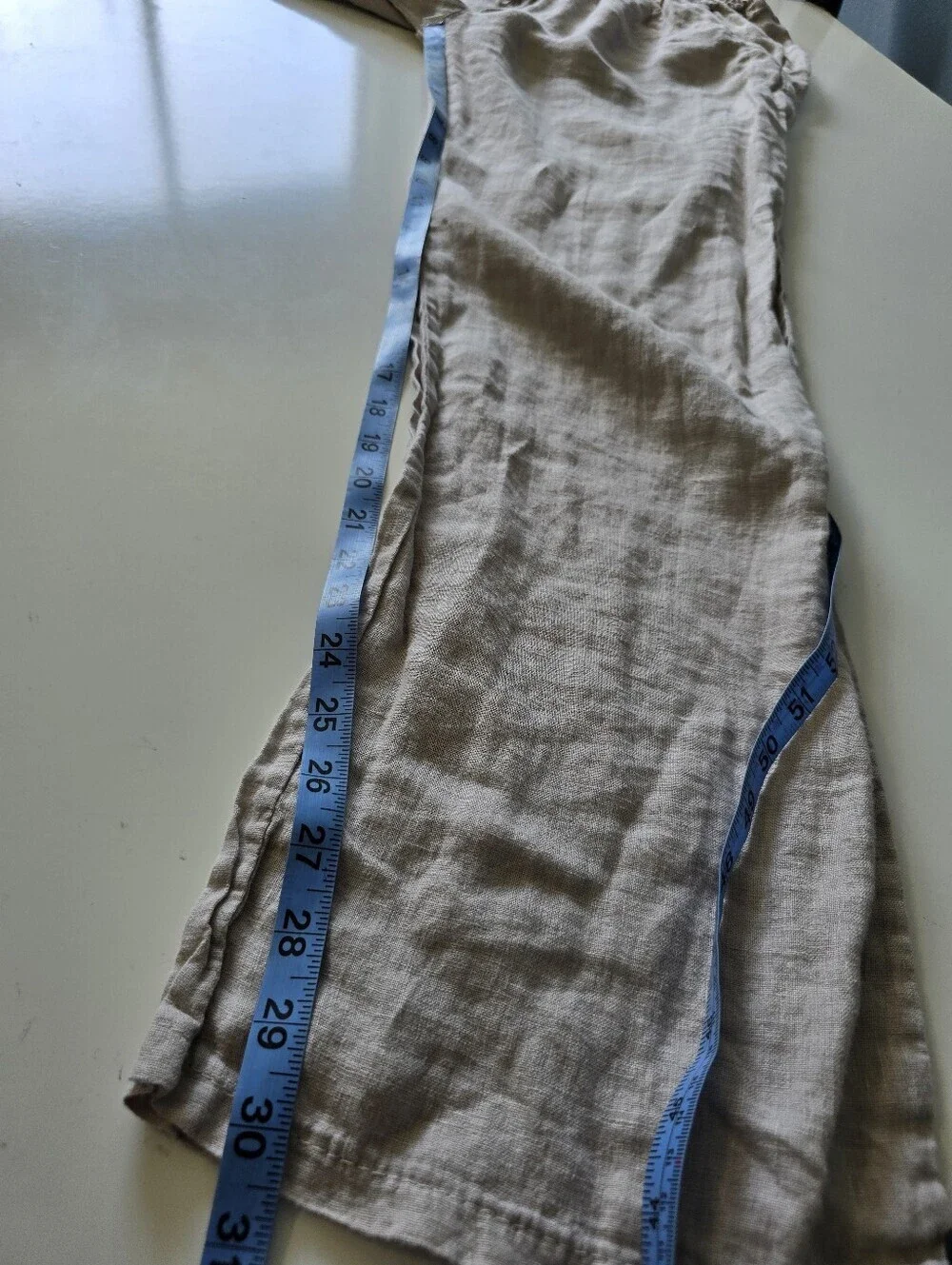 Made In Italy Women's Pull-on Linen Drawstring Pants Beige Waist 25/26